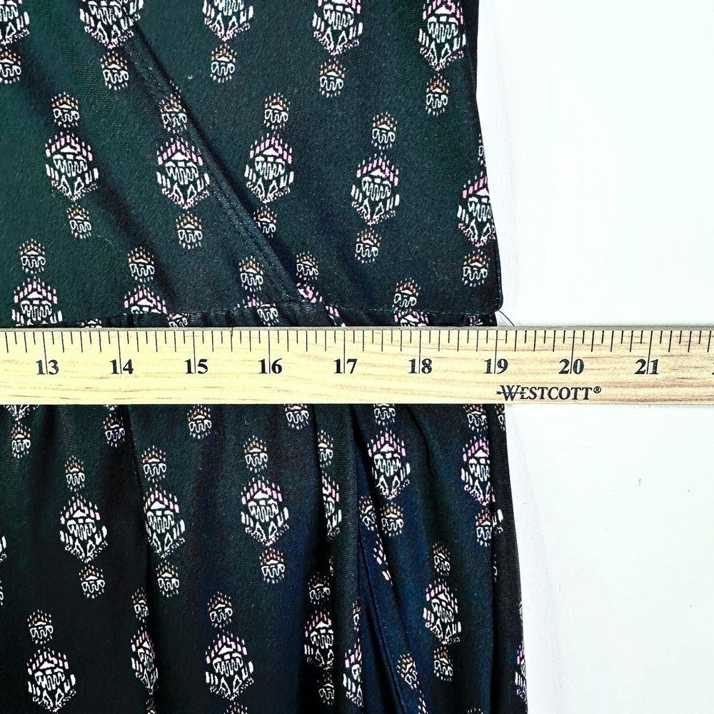 NY Collection Jumpsuit Women XL Black Modern Romper Faux Wrap Pockets Boho Comfy - Picture 8 of 10